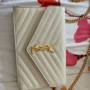 YSL chain in wallet bag in quilted leather